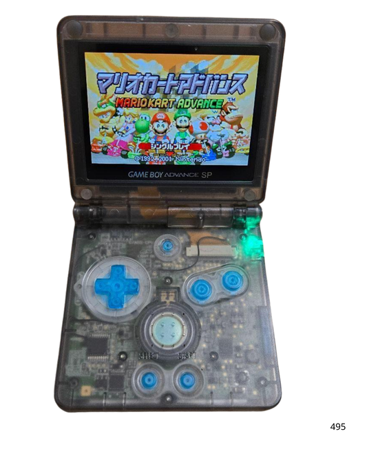 Game Boy AdvanceSP Skeleton Black Blue IPS LCD Custom