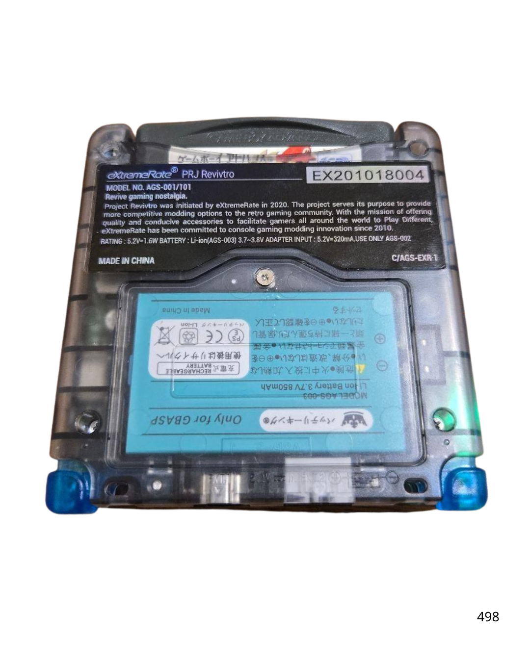 Game Boy AdvanceSP Skeleton Black Blue IPS LCD Custom